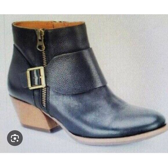 Korkease Morosita block heel full grain leather black booties size 6 - Picture 2 of 12